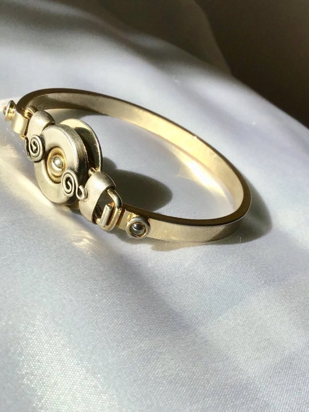 Unique Bracelet Gold and Silver Tones Metal